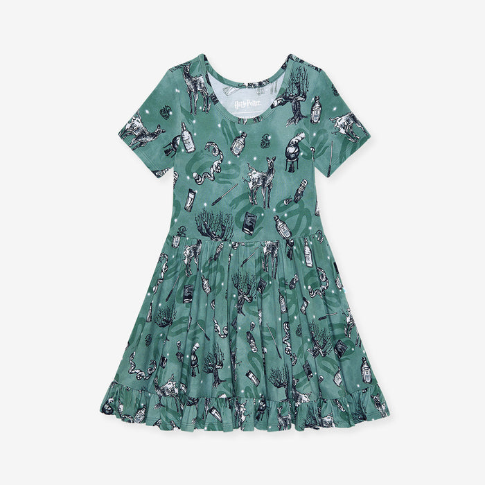 Slytherin House Ruffled Twirl Dress