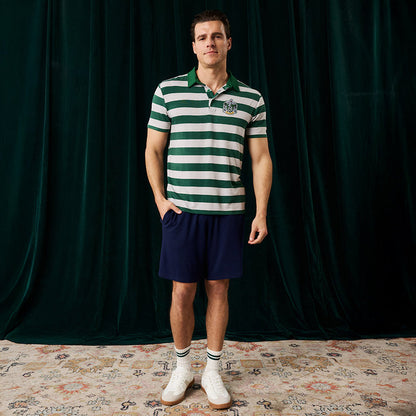 Slytherin House Stripe Men's French Terry Polo Shirt