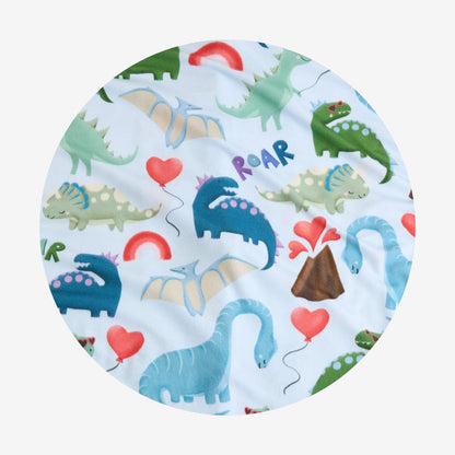 print detail with dinosaur pattern on a white background