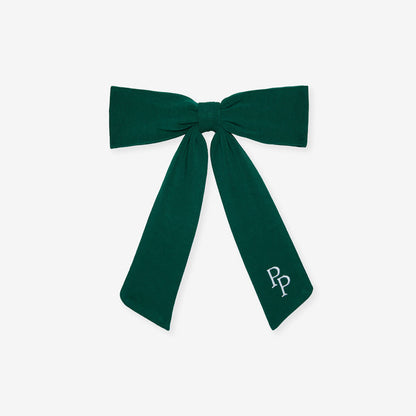 Varsity Green French Terry Luxe Bow Hair Clip