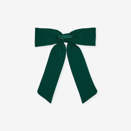 Varsity Green French Terry Luxe Bow Hair Clip