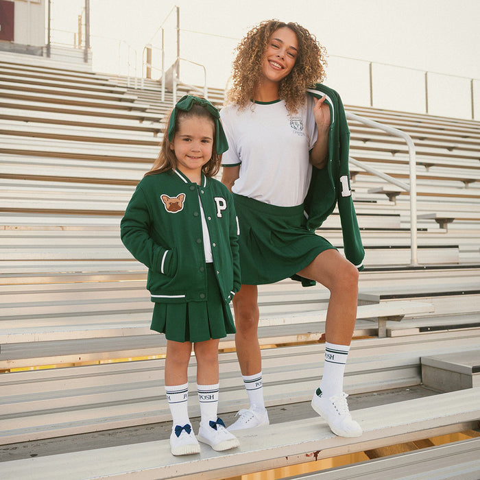 Varsity Green Women's French Terry Pleated Skort
