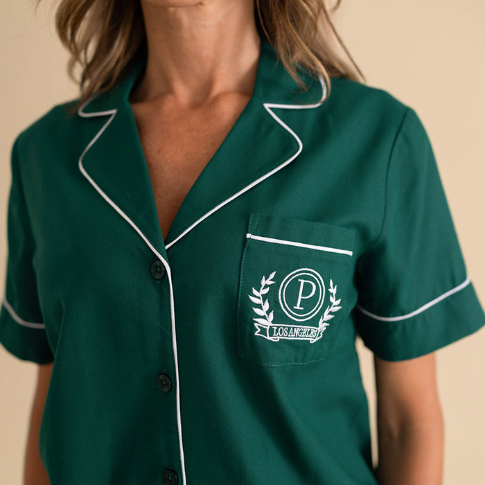 Varsity Green Women's Twill Pajama Short Set