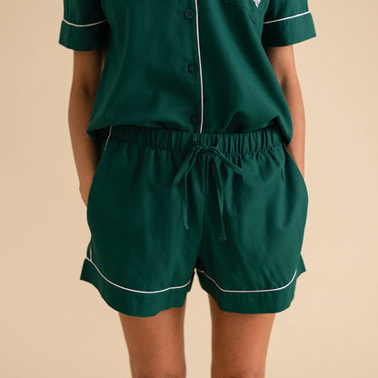 Varsity Green Women's Twill Pajama Short Set