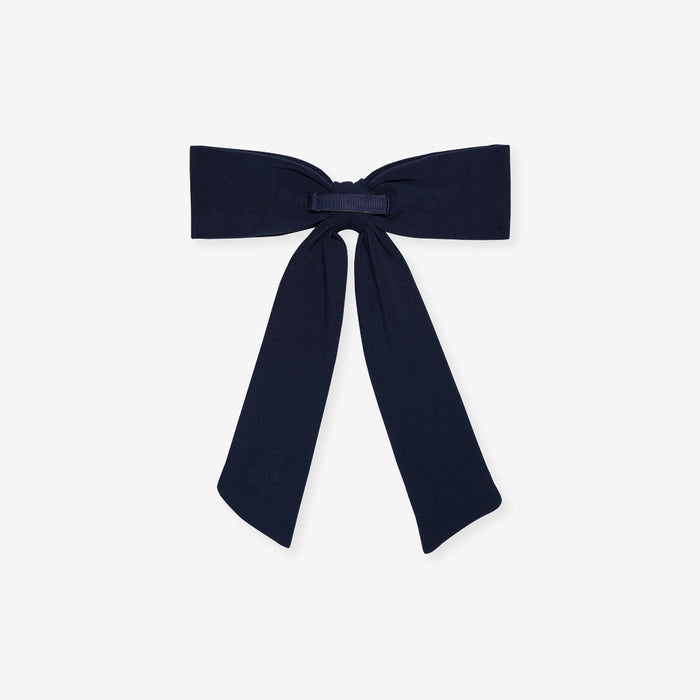 Varsity Navy French Terry Luxe Bow Hair Clip