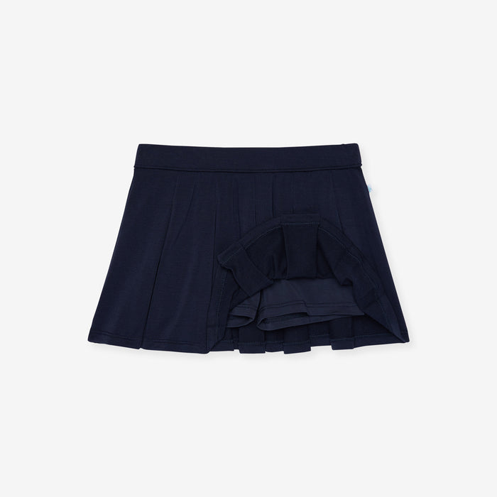 Varsity Navy French Terry Pleated Skort