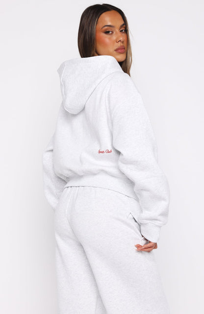 Club 14 Allie Boxy Zip Front Hoodie Grey Marle