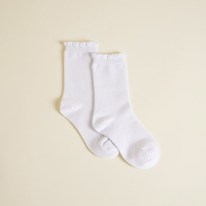 White Scallop Crew Socks