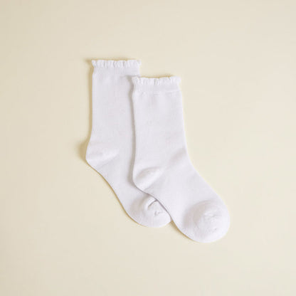 White Scallop Crew Socks